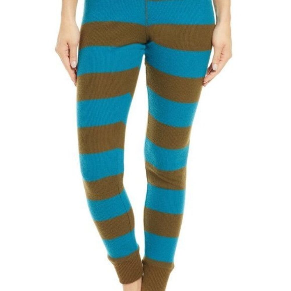 BP. Blue & Olive Striped Thermal Knit Leggings